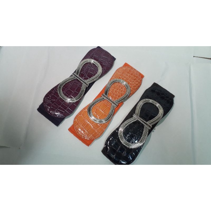 belt wanita karet dengan motif cantik.