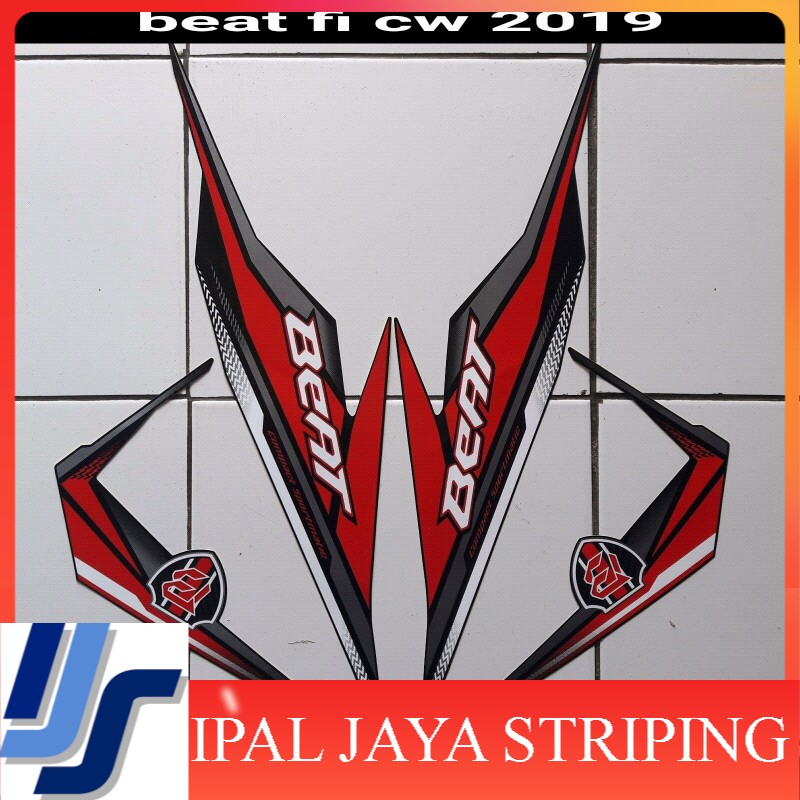 striping lis sticker motor honda beat fi cbs 2019 full hitam-merah