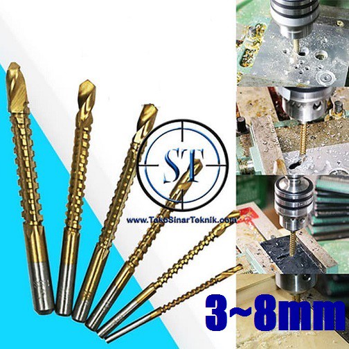 Mata Bor Gergaji 3mm 4mm 5mm 6mm 6,5mm 8mm HSS Drill Bits Titanium Coated 2 Fungsi Lobang