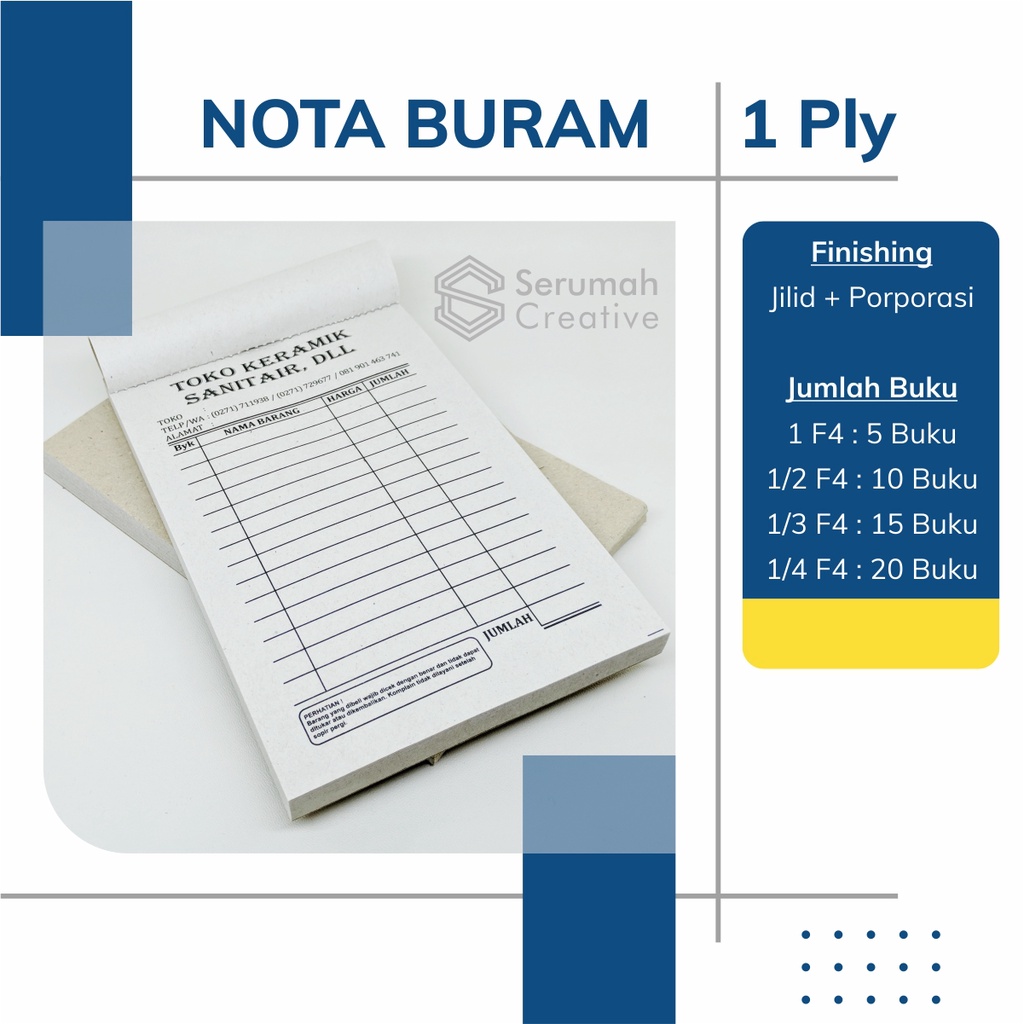 

Cetak Custom Nota Buram 1 Ply 1 Warna