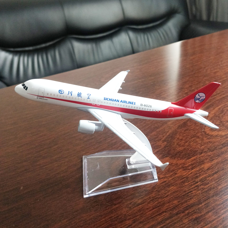 Miniatur Diecast Pesawat Terbang Sichuan Airbus A320 Bahan Metal Ukuran 16cm 20cm