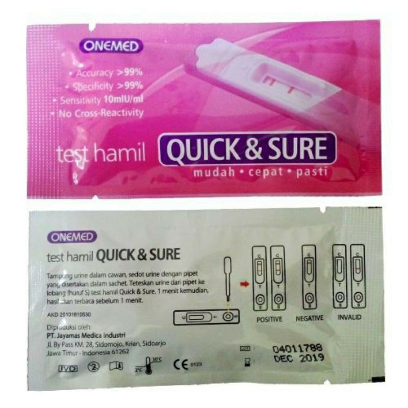 Tes Kehamilan Quick&amp;Sure - Tes Pack - Testpack Tes Hamil Cek Kehamilan Akurat Wadah Urine Tes Kehamilan