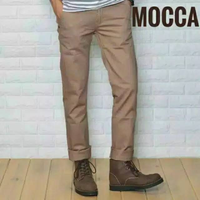 PROMO COD Celana Chino Panjang Pria Bahan Black , Grey , Cream , Mocca, hijau army Slimfit 27-36