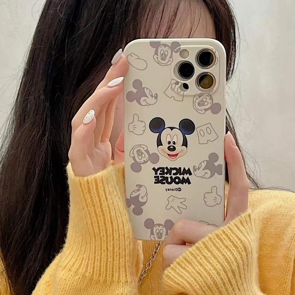 Soft Case Silikon Motif Mickey / Minnie Mouse Untuk Iphone 13 12 11 Pro Max X / Xs Max Xr Se 2020 7 8 Plus