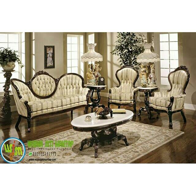 Set Kursi Sofa Ruang Tamu Royal Jati Klasik | Warna Jati Mantap Furniture Jepara