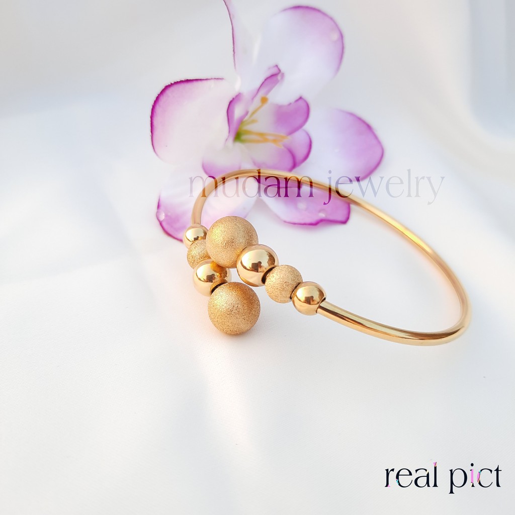 Gelang Lentur Titanium Sand Balls Tersedia Warna Rosegold, Gold dan Silver