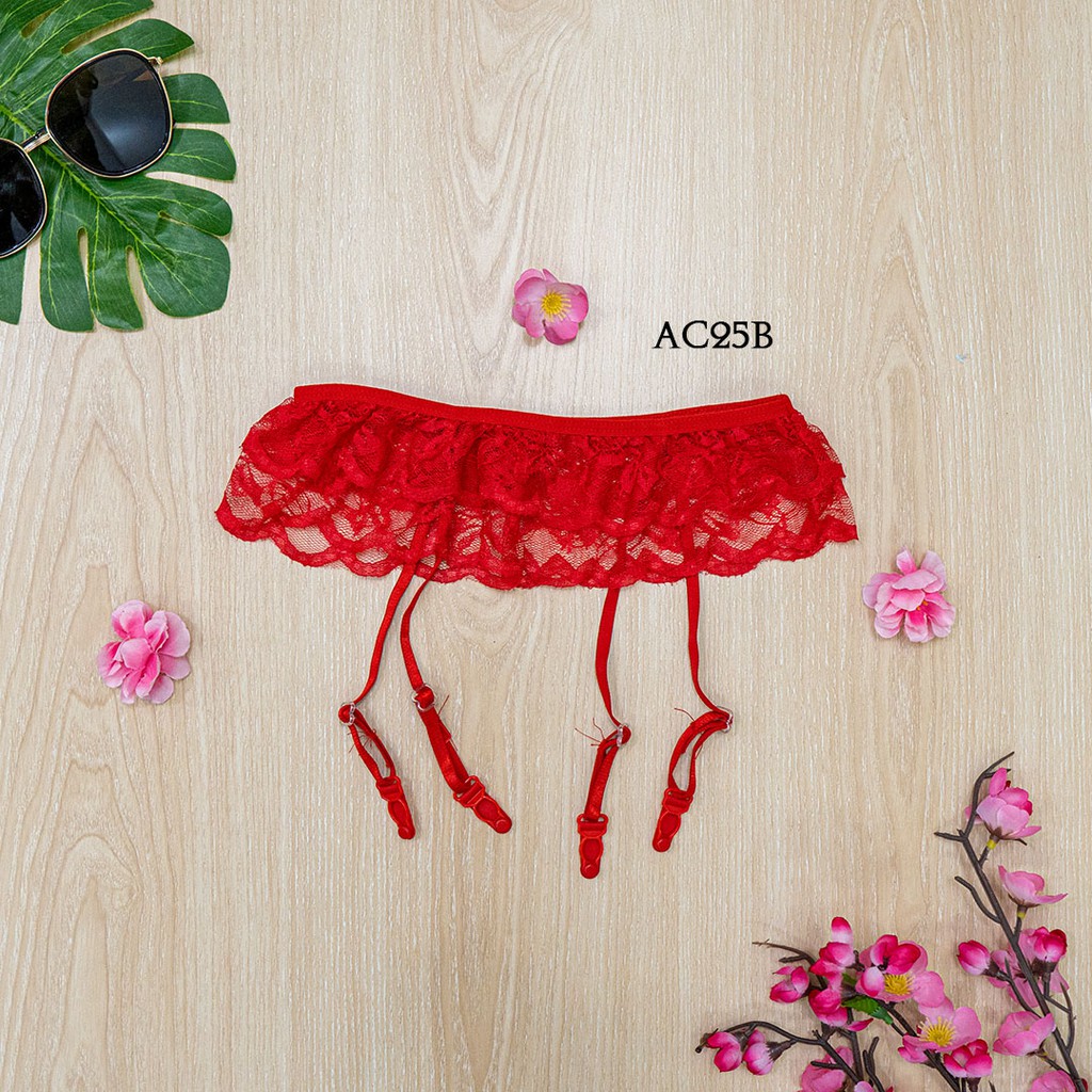 [PALING LARIS] SABUK PAHA GARTER BELT + STOCKING SEXY LACE MERAH AC25B