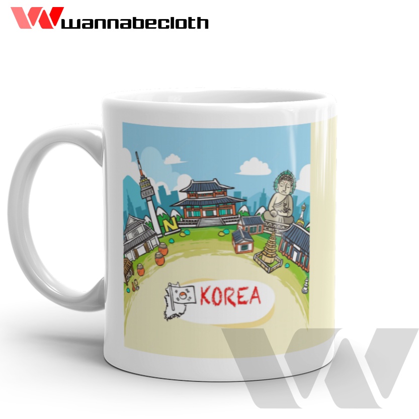 Mug Korea Gelas Korea Cetak Mug Custom Kado Gift Hadiah Souvenir Mug Seoul Mug Korea Art B
