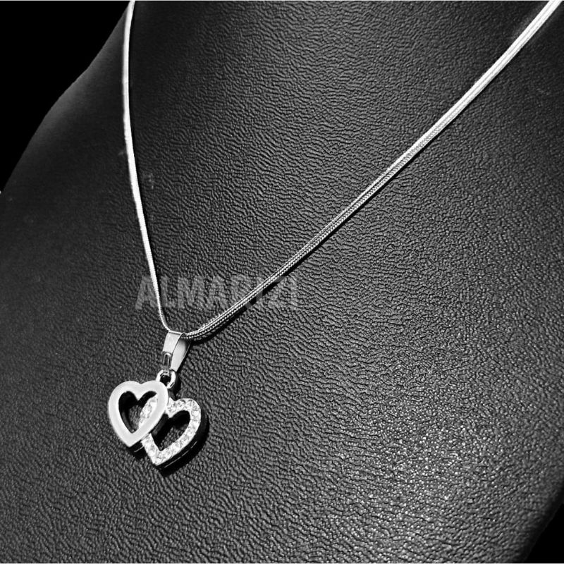 Kalung Liontin Wanita / Kalung Liontin Titanium Anti Karat / Kalung Liontin Terbaru Anti Karat Dan Tidak Luntur LIONTIN KEMBAR LOVE