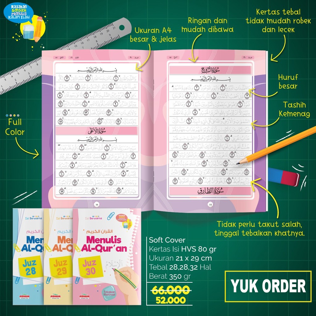 Belajar Menulis Al-Quran untuk Anak (juz 28-30)