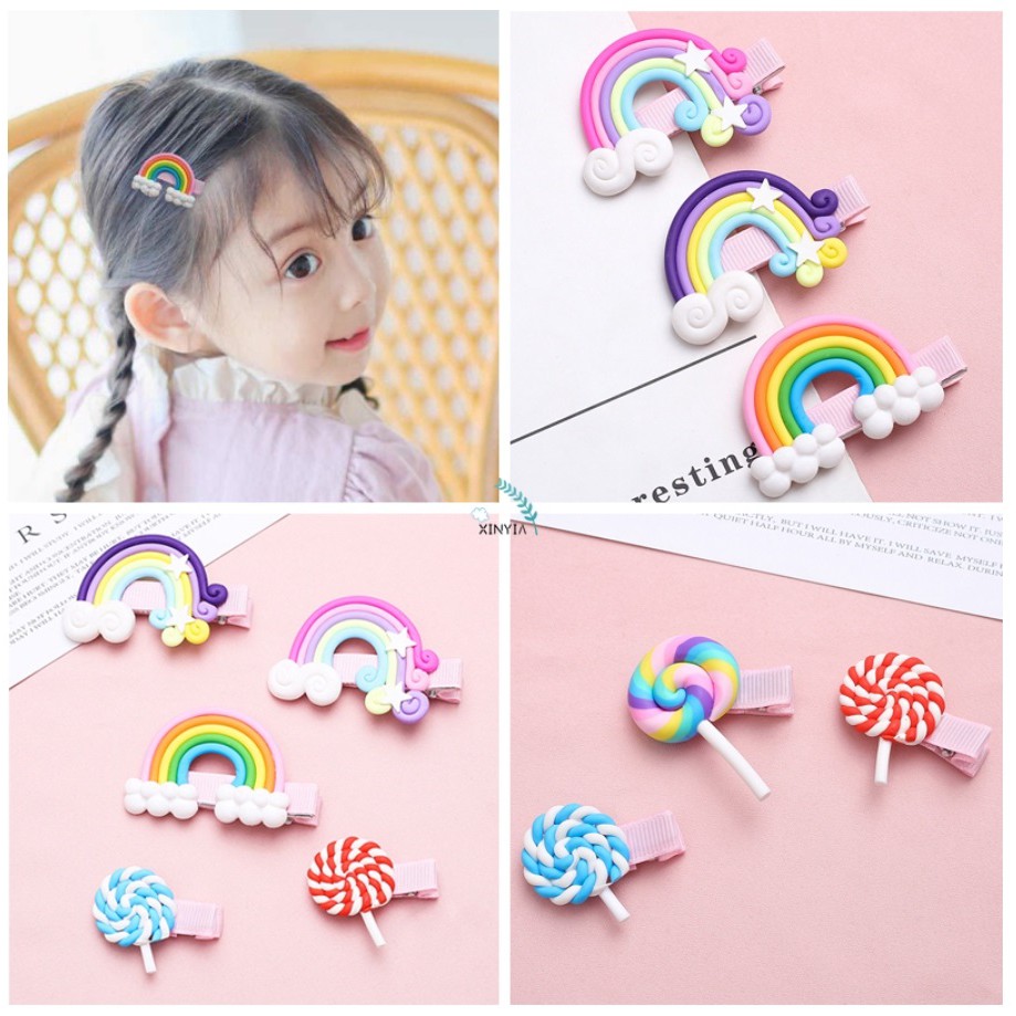 3 Pcs Set Jepit Rambut PELANGI 01 Kartun Unicorn Awan Klip Jepitan Anak Gaya Korea Fashion Hair Clip