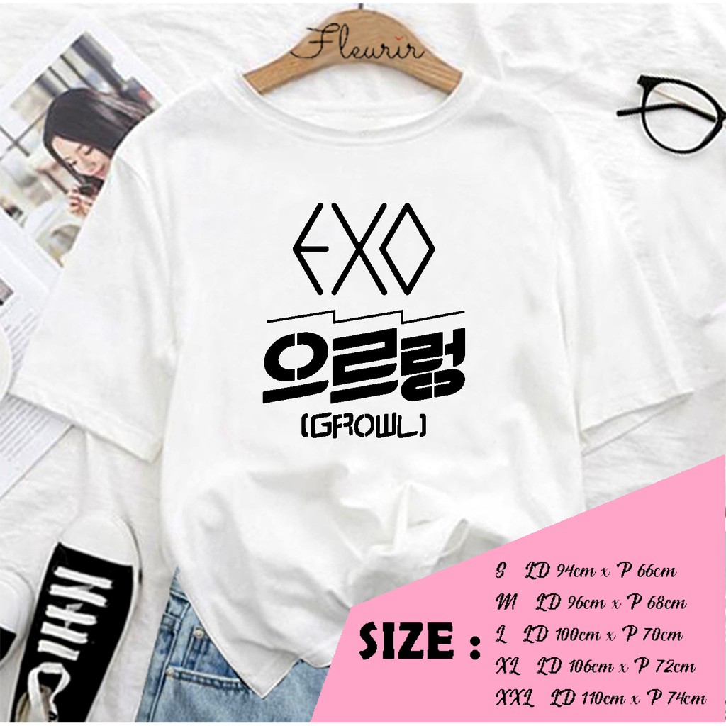 FLEURIR -  EXO GROWL KPOP KAOS WANITA DEWASA LENGAN PENDEK TEE UNISEX