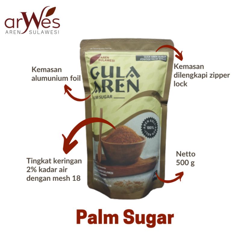 

Gula Aren Bubuk Palm Sugar Asli 500gr - Arwes