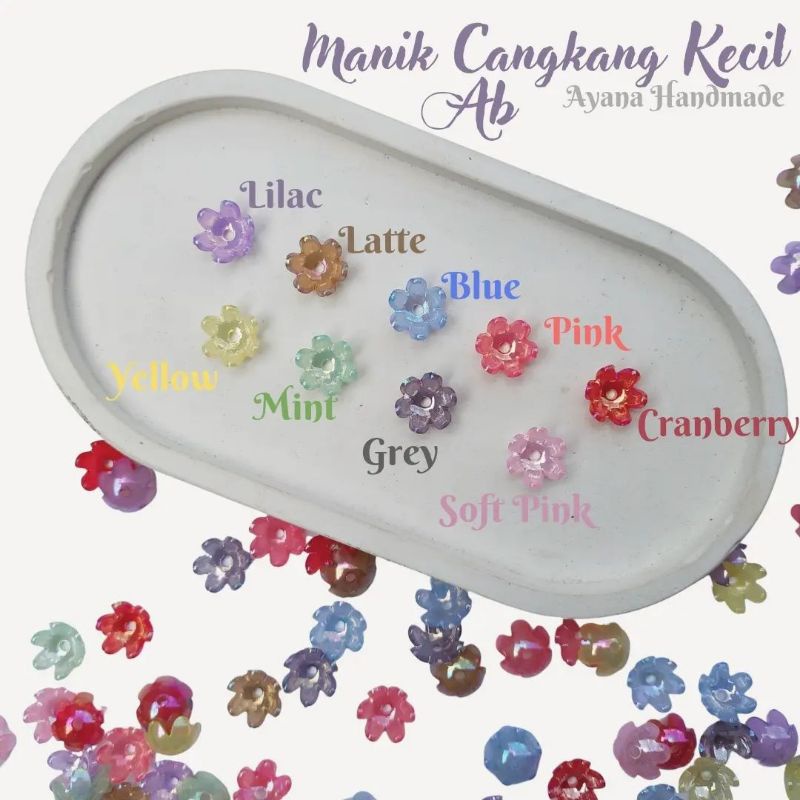 Manik kelopak bunga cangkang mangkuk Ab kecil