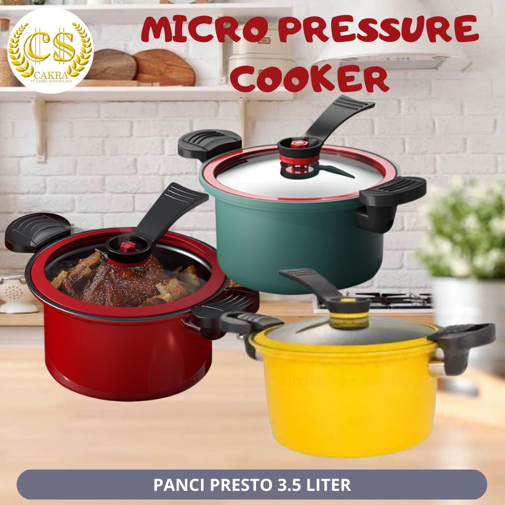 Panci Presto 3.5L Uk.22cm micro pressure cooker tutup kaca