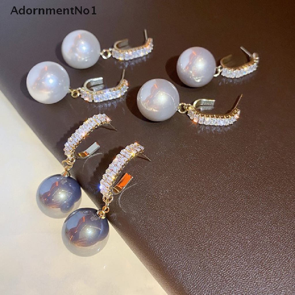 (AdornmentNo1) Anting Gantung Panjang Tusuk Gaya Bohemia Motif Bulat + Mutiara Putih Untuk Wanita / Pernikahan