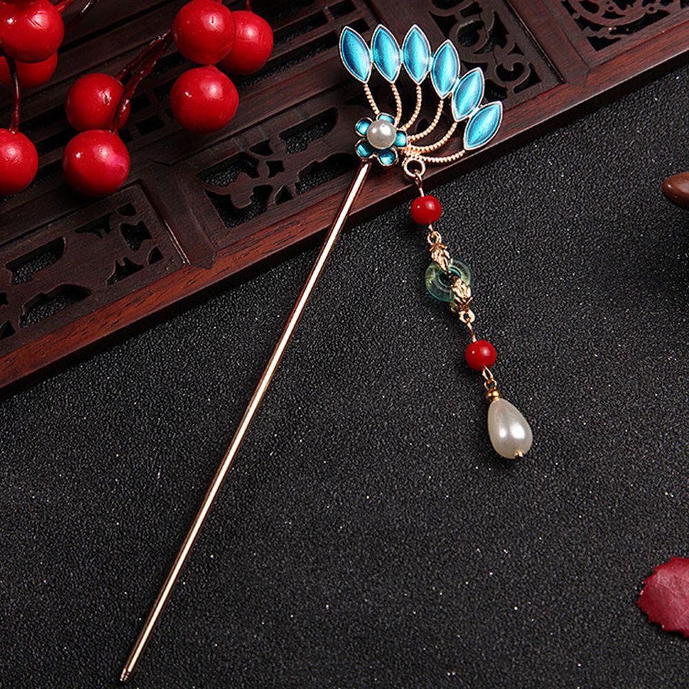 Needway   Hanfu Rambut Stik Antik Kupu Vintage Jumbai Rambut Sumpit Hiasan Kepala Magic Hairpin Hairstyle Alat Desain Mutiara Manik Hair Pin Sticks