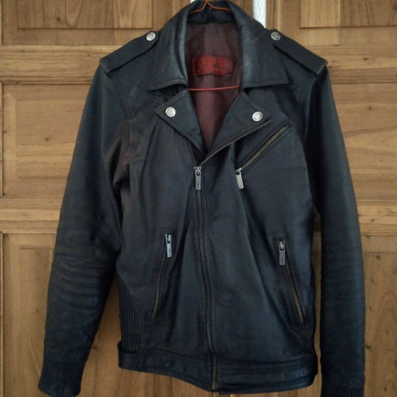 Jaket kulit DK ramones ( kulit domba super 0.8mm)