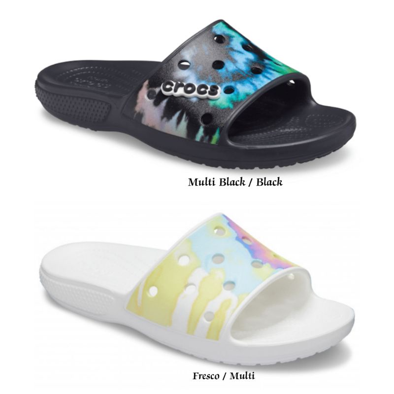 Crocs Classic Tie Dye Graphic Slide Free Jibbitz Sandal Terbaru Pria Wanita Dewasa Tiedye Sendal Slop Karet