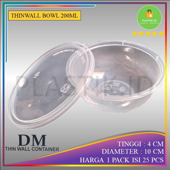 Jual Thinwall Bowl 200 Ml Mangkok Plastik Bulat Cup Pudding Kotak Makanan Isi 25pcs Indonesia 2762