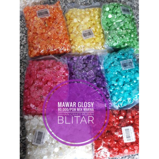 Resin mawar glosy jual mix warna