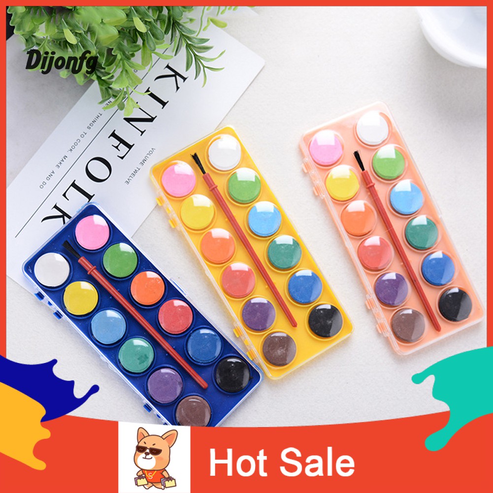 Di Set Cat  Air  12 Warna  Polos Untuk  Anak Belajar 