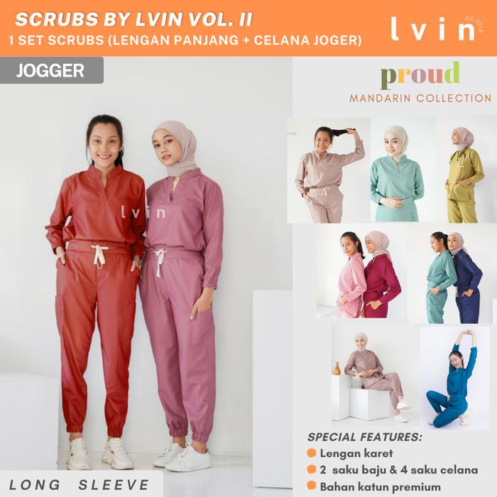 [ Lvin ] Mandarin Collar Baju Oka Joger Lengan Panjang / Baju Jaga Ok