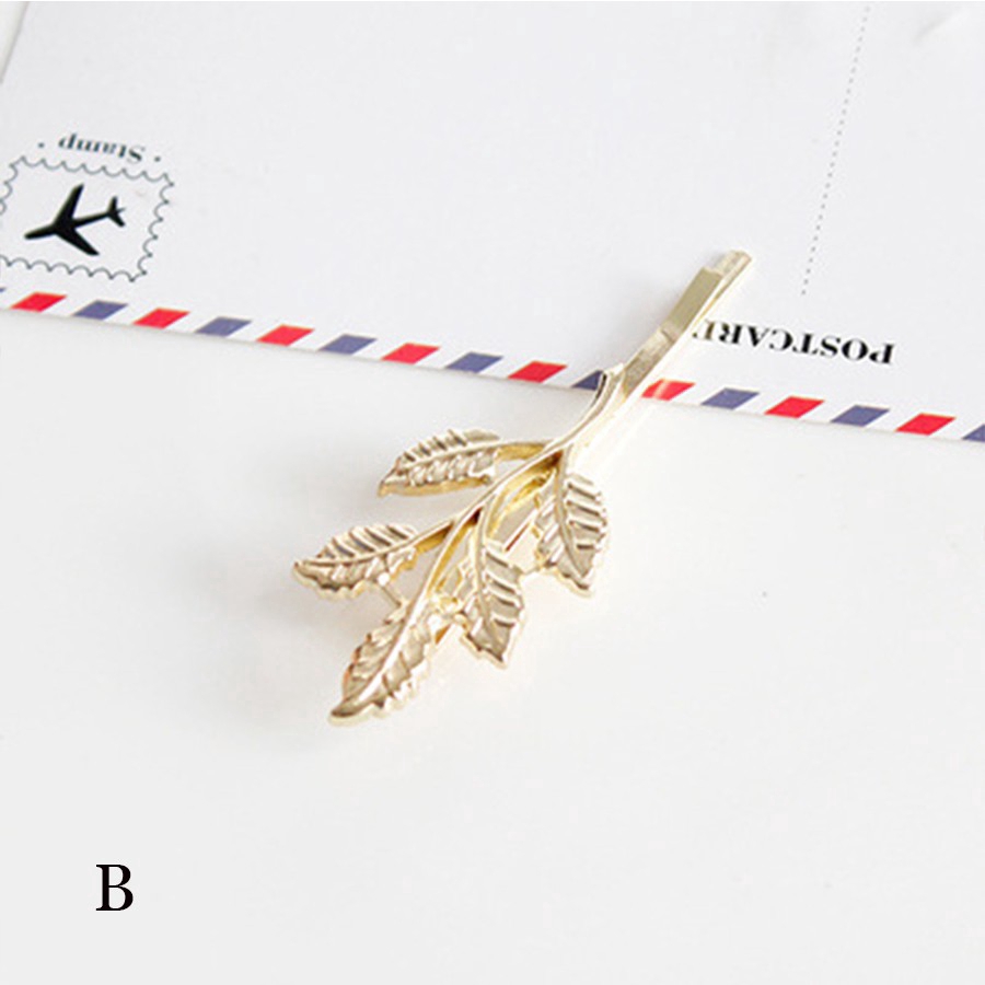 Retro Golden Leaves Hairpin Woman Fashion Hair Clip Side Clip Hair Accessories