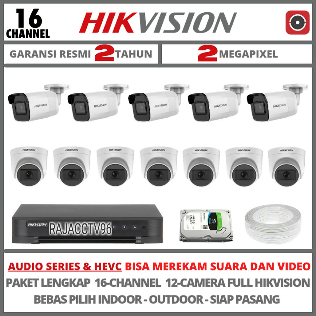 PAKET CCTV HIKVISION AUDIO SERIES 16 CHANNEL 12 CAMERA 2MP TURBO HD 1080P KAMERA CCTV