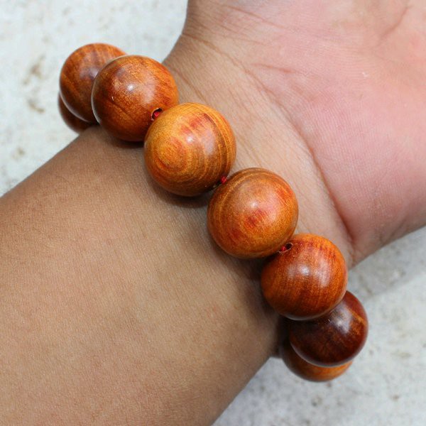 GELANG KAYU AGATHIS RAJA TEMBUS MERAH DIJAMIN ASLI 18MM