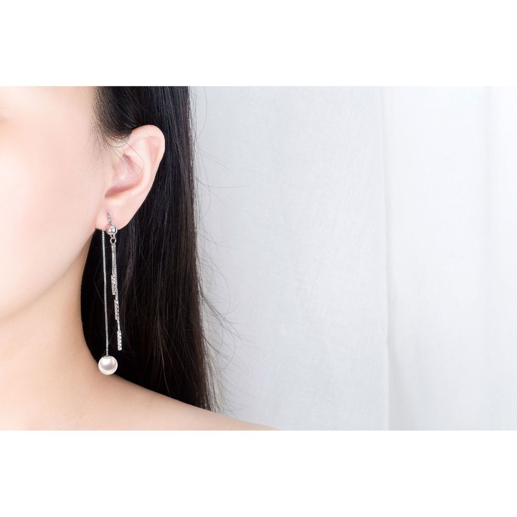 925 Perak Anting-Anting Panjang Wanita Pearl Lima Menunjuk Bintang Beruntung Daun Rumput Rumbai Ornamen