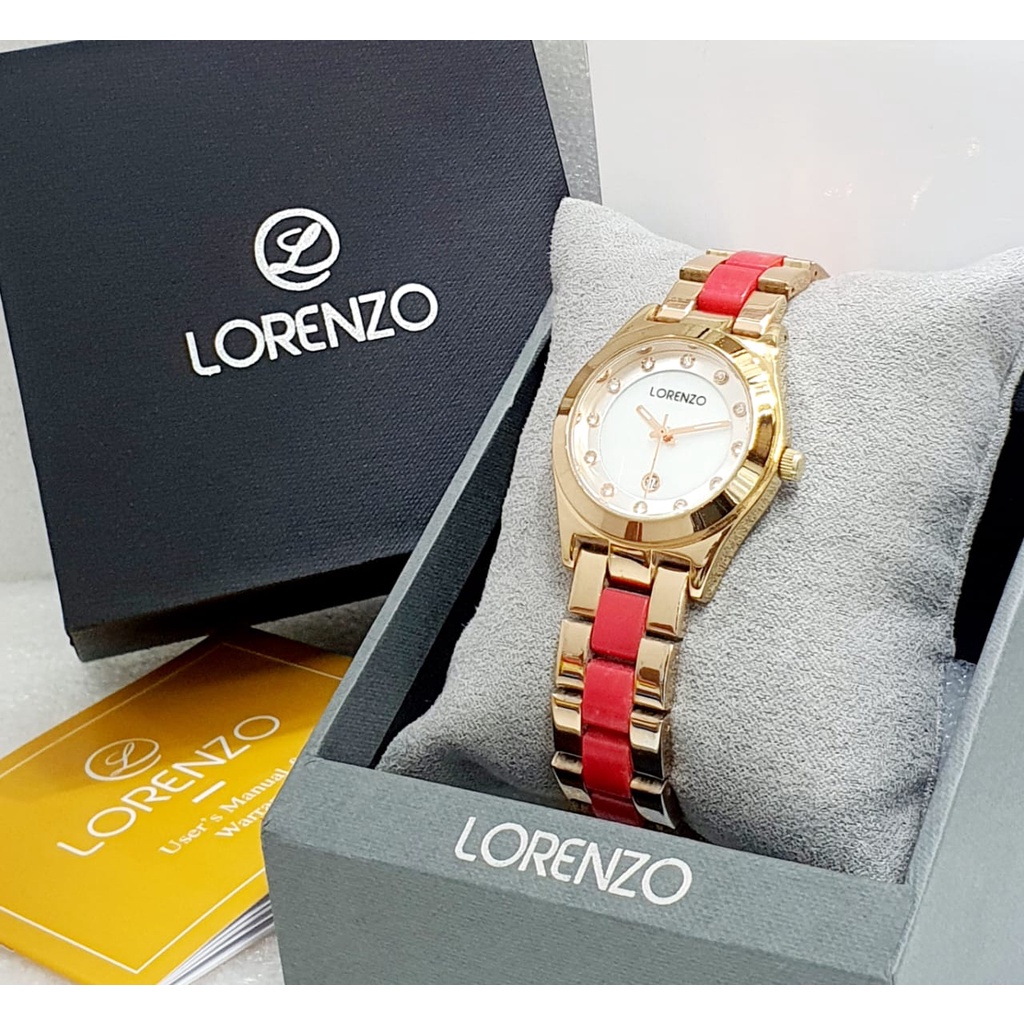 JAM TANGAN WANITA LORENZO I170 RANTAI TANGGAL AKTIF DM 3.5CM FREE BOX || JAM TANGAN FASHION WANITA LORENZO