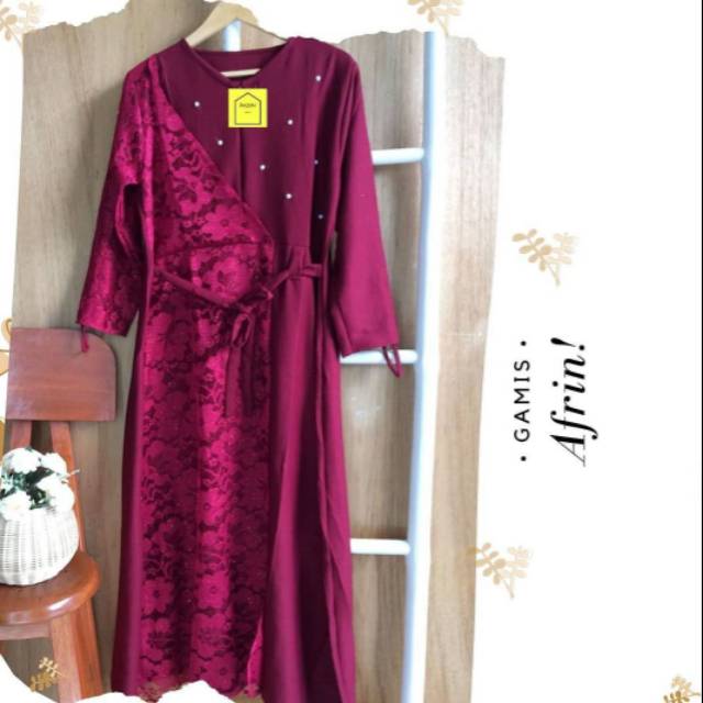 Gamis Brokat Afrin busui friendly