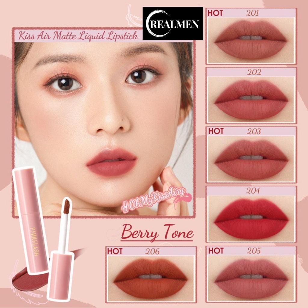 (RM) READY PINKFLASH LIQUID LIPSTIK WATERPROOF - LIP TINT AIRY KISS DOUBLE USE