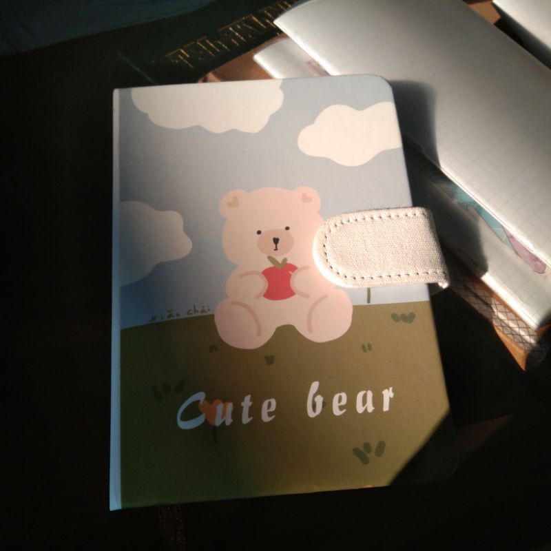 

hand notebook daily record cute bear