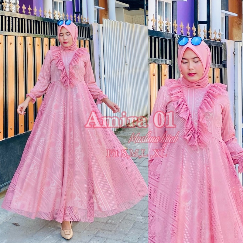 AMIRA 01 (BROKAT LACE)/ GAMIS MUSLIM/GAMIS TERBARU