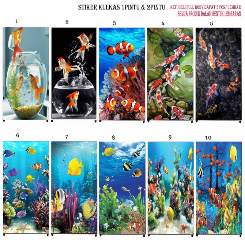 stiker kulkas motif karakter ikan