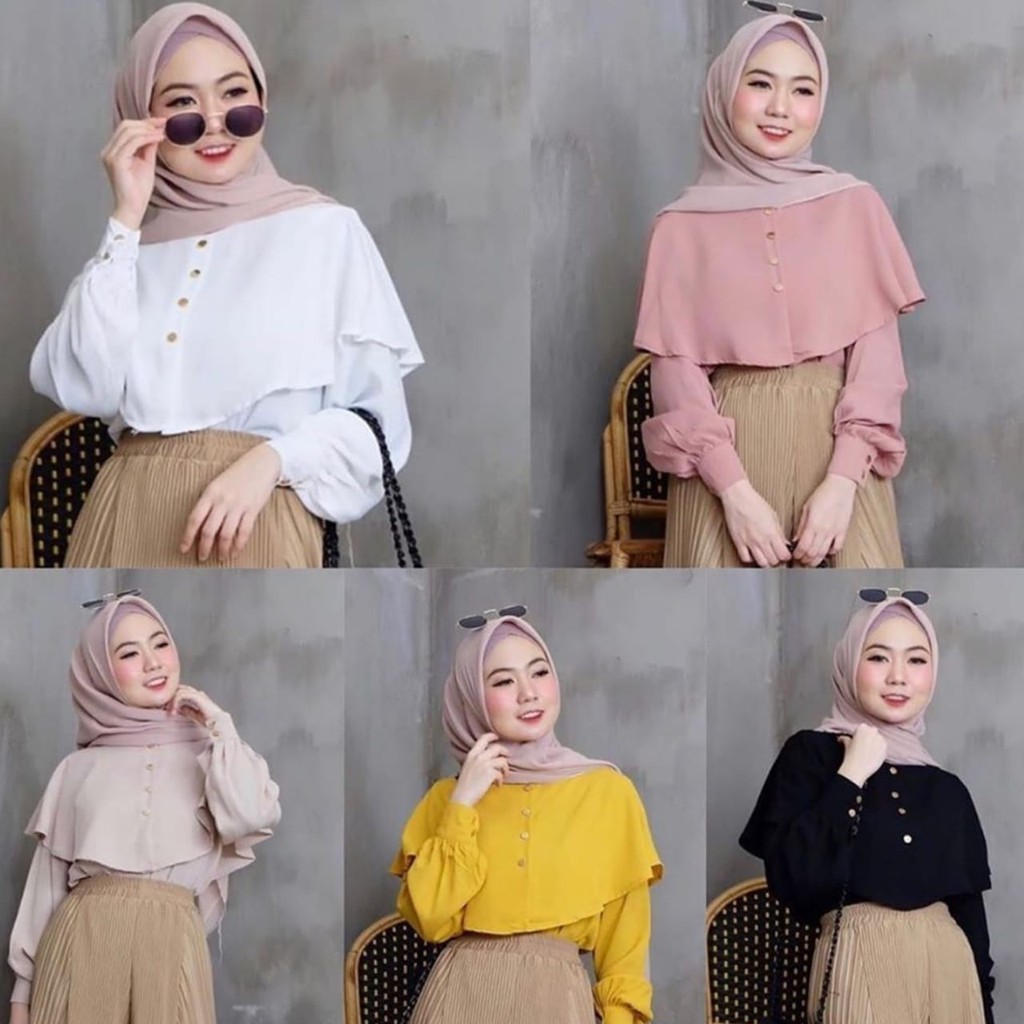BLOUSE NIKI TUNICIA BLOUSE MOSCREPE PREMIUM ATASAN MUSLIM NIKIE TERMURAH