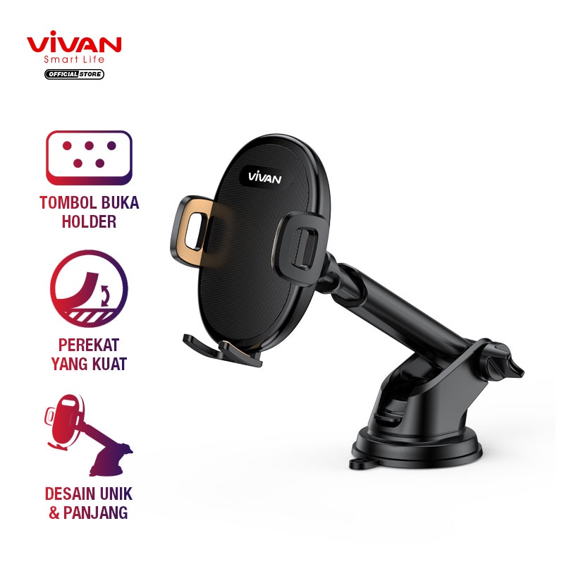 NEW VIVAN Car Holder Universal CHS10 Rotasi 360° Pengunci Otomatis Untuk Ponsel 4.0 inch - 6.5 inch-Garansi