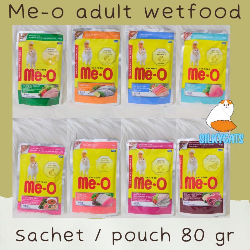 Me-o sachet / pouch adult wetfood 80gr. makanan basah kucing dewasa meo 80 gram