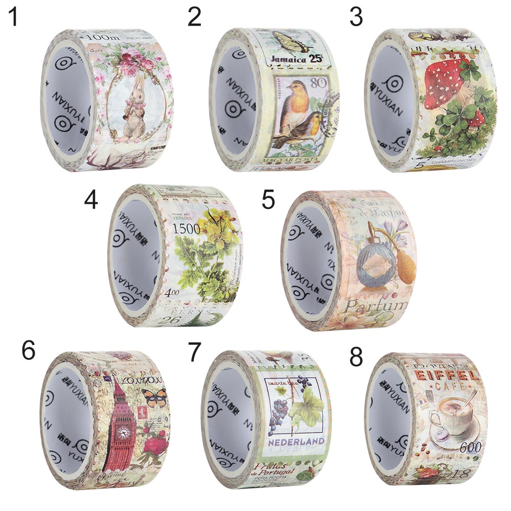 PREVALENT Self-Adhesive Post Office Label Decorative Vintage Stamp Tape Washi Stickers DIY Diary Planner Journal Retro Scrapbooking Sticker