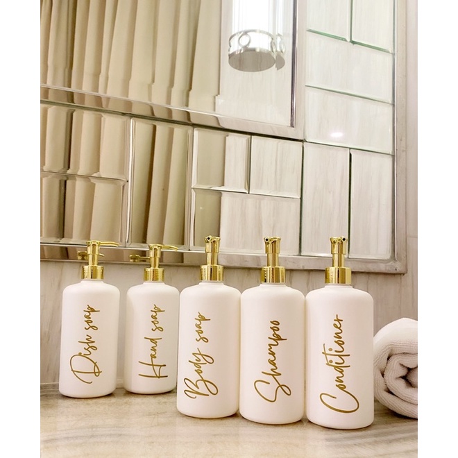 botol DOFF TEBAL 500ml gold new luxury. aesthetic bottle minimalist refill organizer tempat sabun cair pump estetik sabun mandi