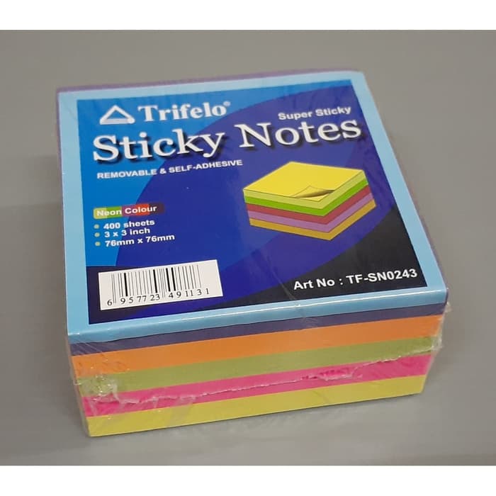 

STICKY NOTE TRIFELO NEON COLOUR 400 LEMBAR 3x3 INCH | POST IT | ATK