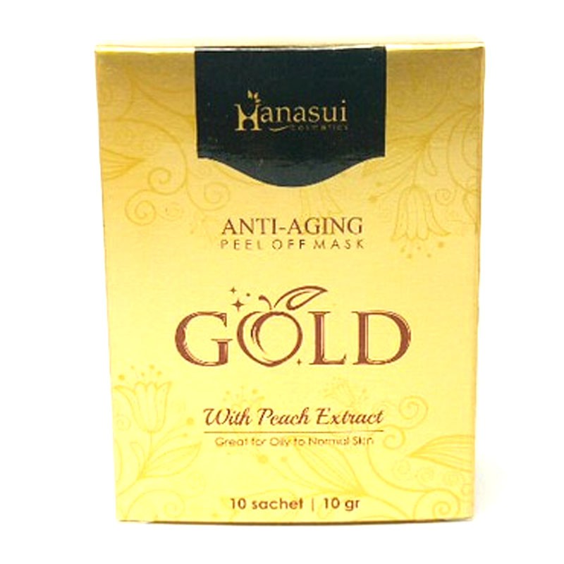 HANASUI GOLD MASKER Peel Off Anti Aging Mask kemasan 1 BOX isi 10 sachet