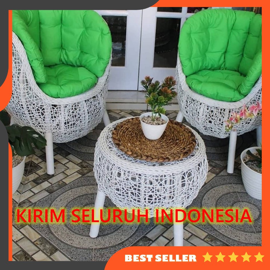 Kursi Teras Brekele Cantik Furniture Rotan Sintetis Full Jok Busa-3