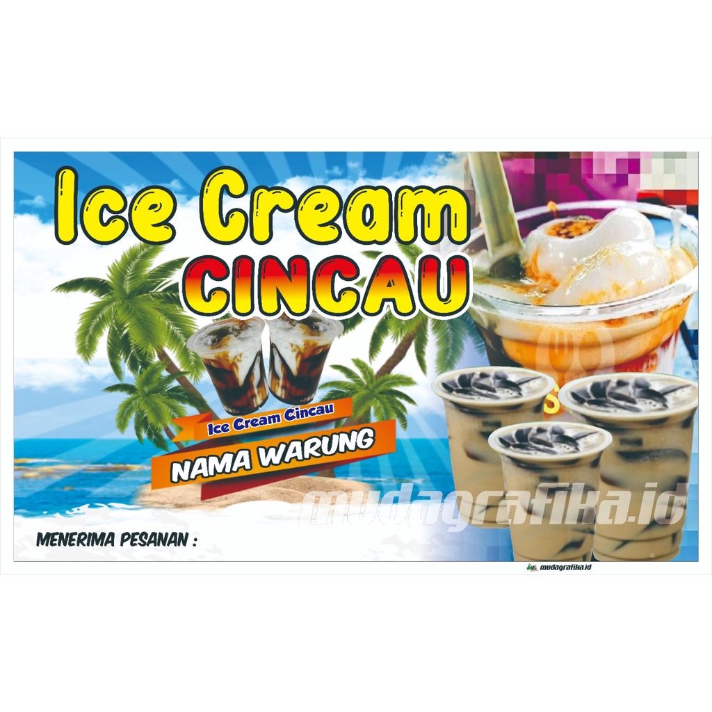 Spanduk Es Cream Cincau/Ice Cream 120 x 60