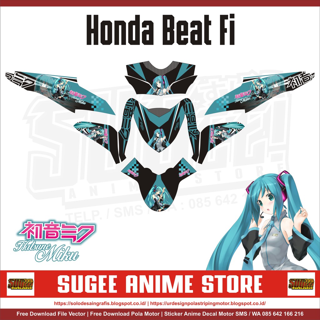 Sticker Anime Decal Motor Honda Beat Fi Miku Shopee Indonesia