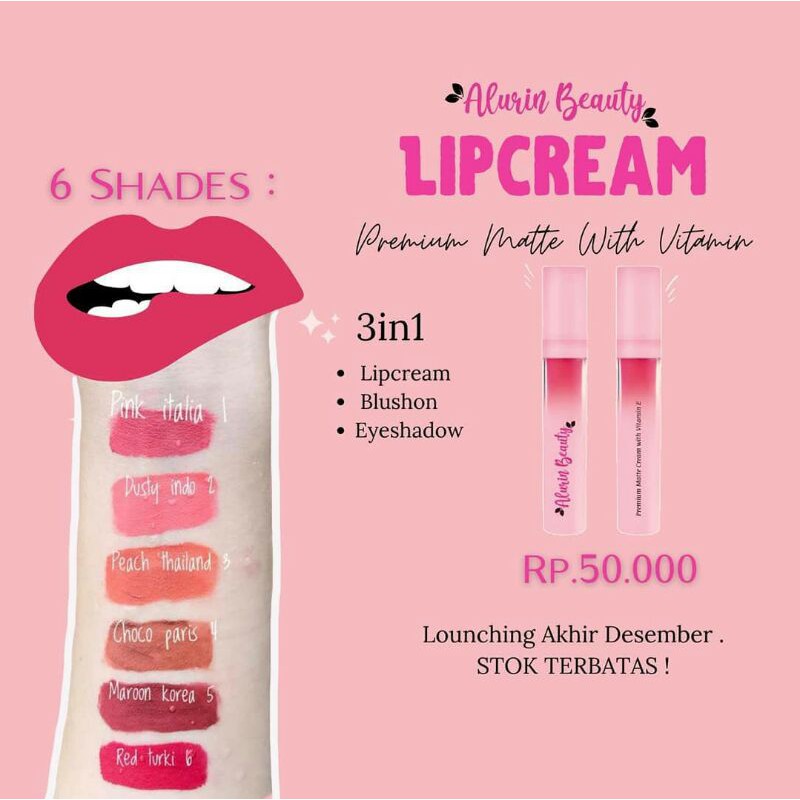 LIPCREAM MATTE ALURIN BEAUTY - FREE GIFT