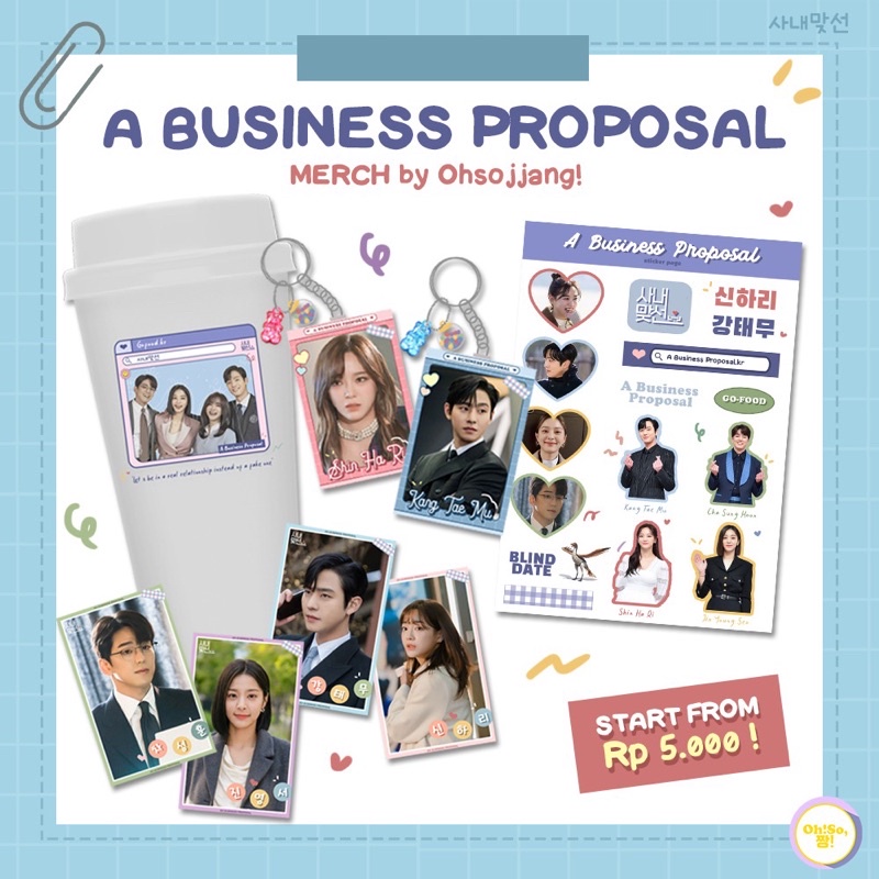 BUSINESS PROPOSAL MERCH THE OFFICE BLIND DATE PAKET LENGKAP FANKIT MERCHANDISE AHN HYOSEOP KANG TAEMU SEJEONG SHIN HARI MINGUE SEO INAH DRAKOR DRAMA KOREAN KOREA