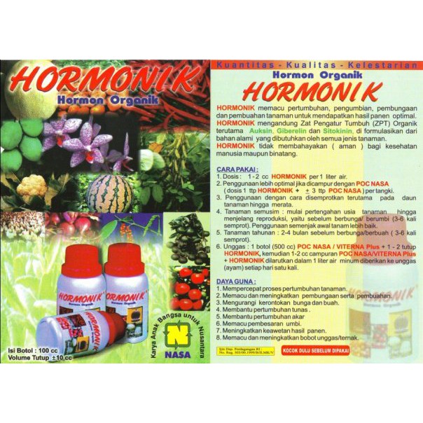 Hormonik Vitamin Pertumbuhan Tanaman / Buah Buahan Original Produk NASA (100cc)
